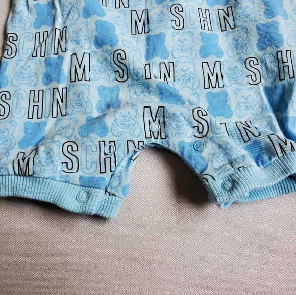 NWT$200 Moschino Baby Boys Blue Logo Romper Sz 1-3 Month - Picture 9 of 11